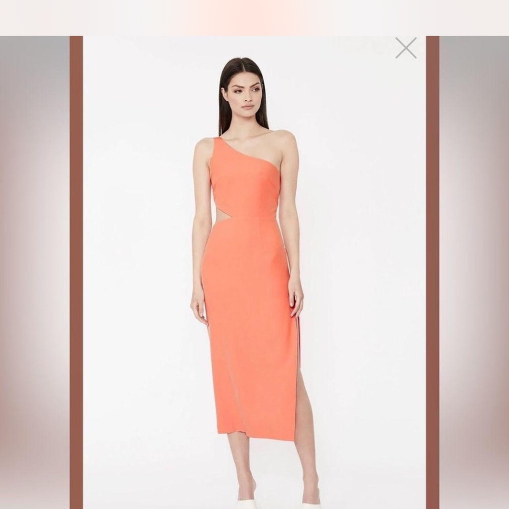 Bardot One-Shoulder Coral Dress